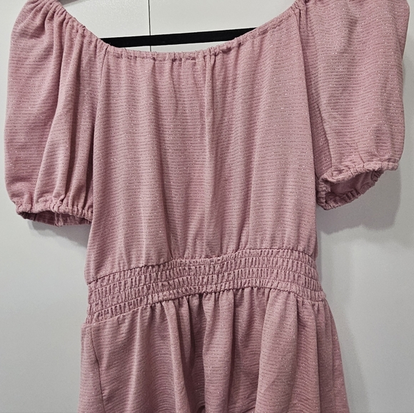 LC Lauren ConRad off shoulder shirt Pink W/Silver Metallic Stripes Size XS Woman - Picture 7 of 11